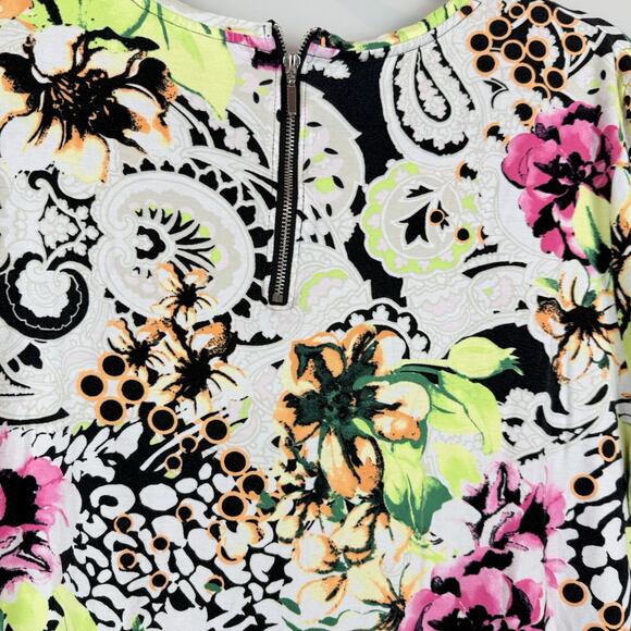 Chicos Top Women 3 US XL Multi Floral Blouse Colorful Stretchy Bloomcore Mature - Picture 6 of 8